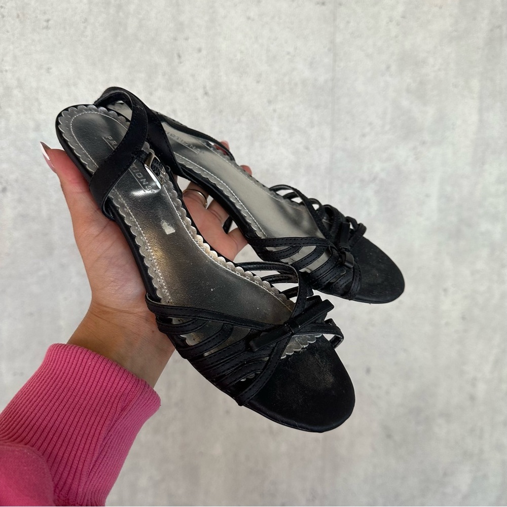 Elegant Black Strappy Kitten Heels